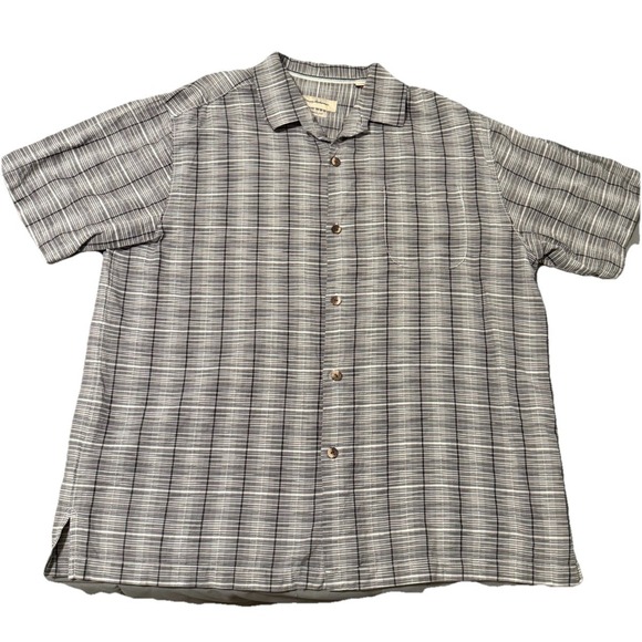 Tommy Bahama Other - Tommy Bahama Silk Blend Shirt Original Fit Men's XL Gray‎ Plaid Short Sleeve